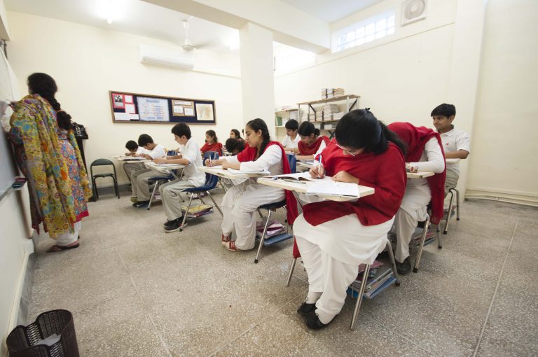 Middle school students in class
